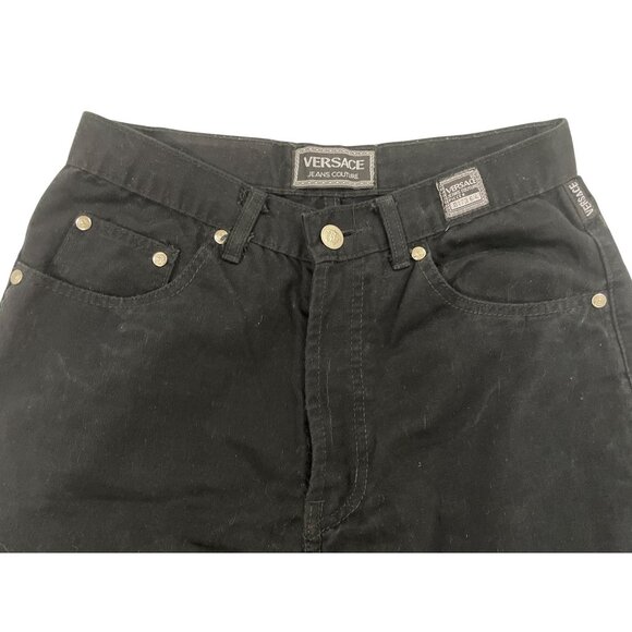 Versace Jeans Couture Black Denim Straight-Leg Jeans Mens Button Fly Size 30 - Picture 3 of 9